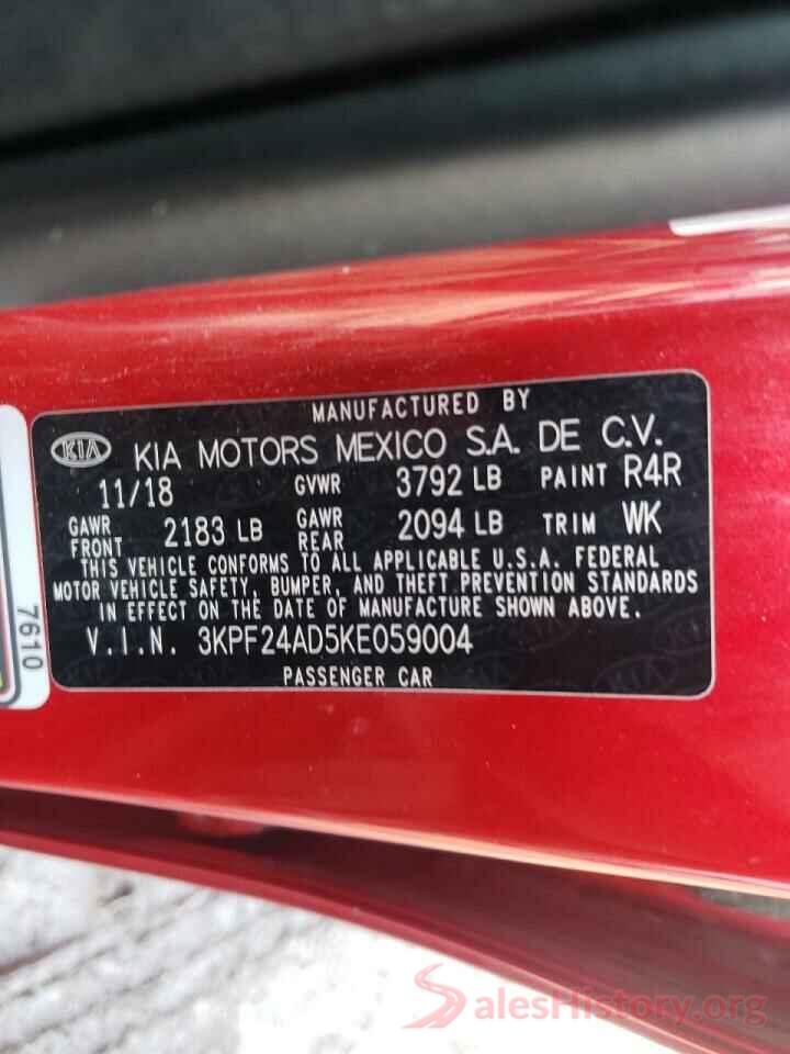 3KPF24AD5KE059004 2019 KIA FORTE