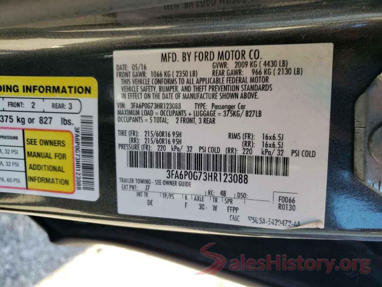 3FA6P0G73HR123088 2017 FORD FUSION