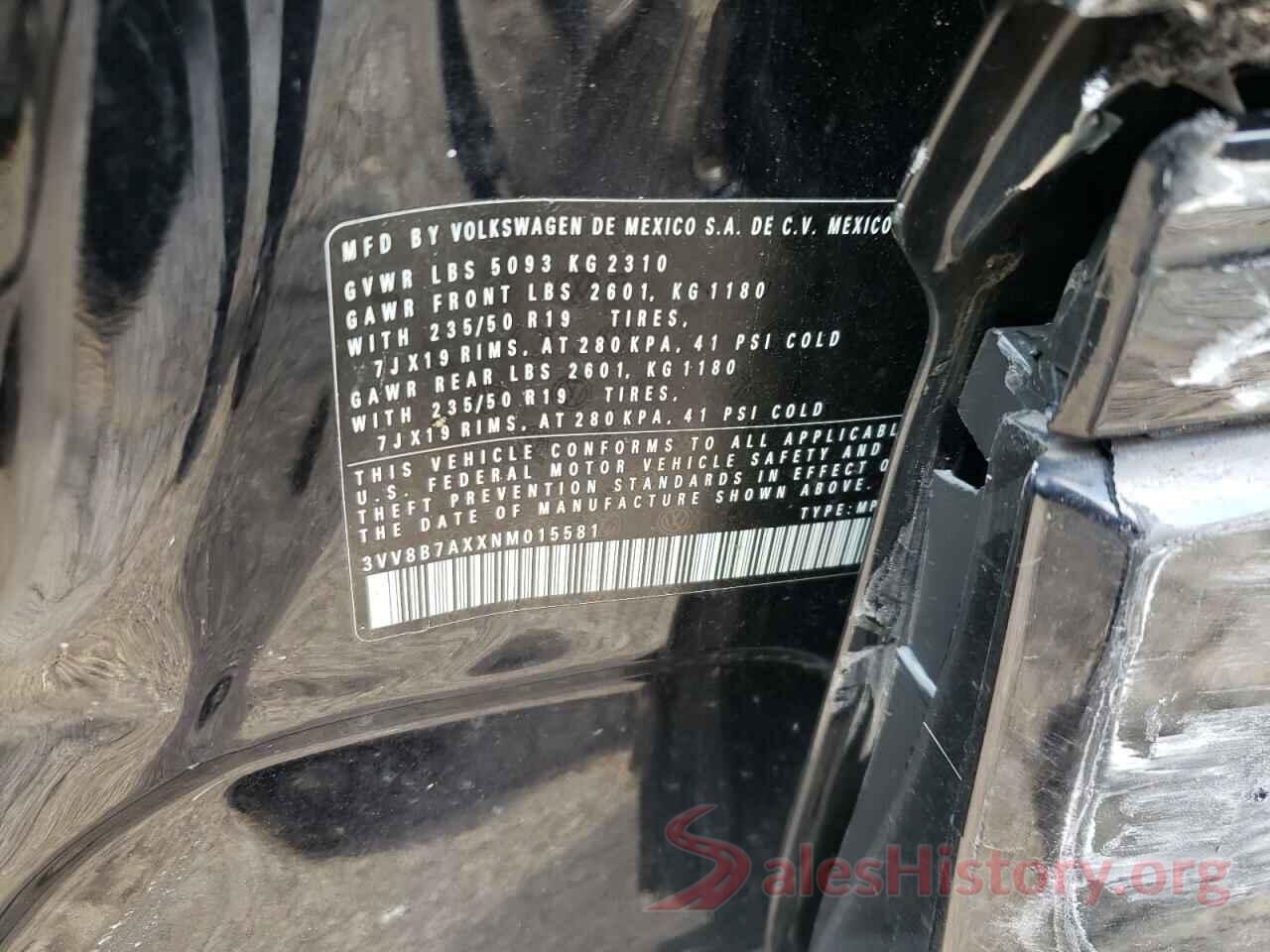 3VV8B7AXXNM015581 2022 VOLKSWAGEN TIGUAN