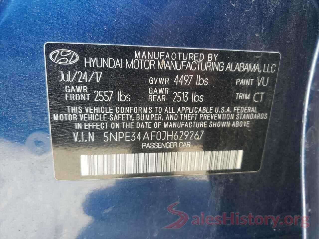 5NPE34AF0JH629267 2018 HYUNDAI SONATA