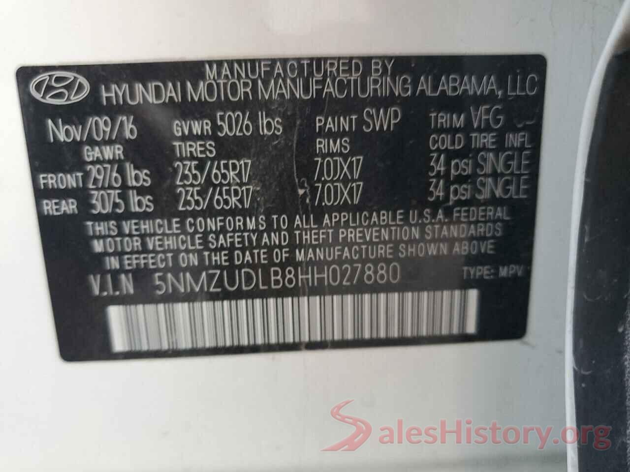 5NMZUDLB8HH027880 2017 HYUNDAI SANTA FE