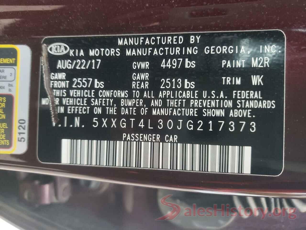 5XXGT4L30JG217373 2018 KIA OPTIMA