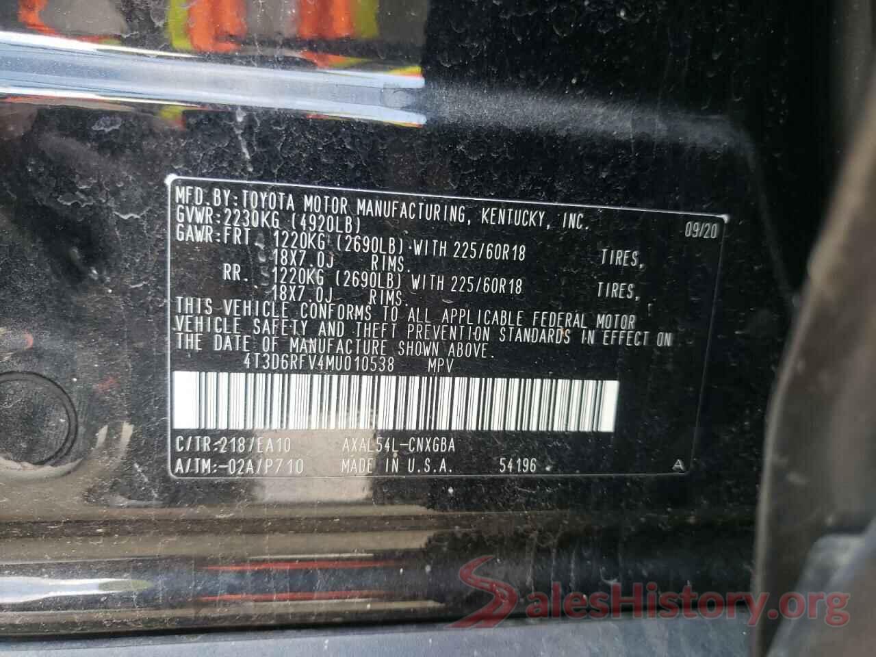 4T3D6RFV4MU010538 2021 TOYOTA RAV4