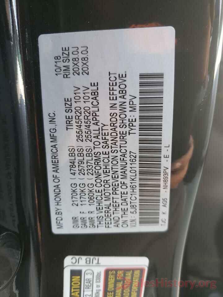 5J8TC1H61KL011627 2019 ACURA RDX