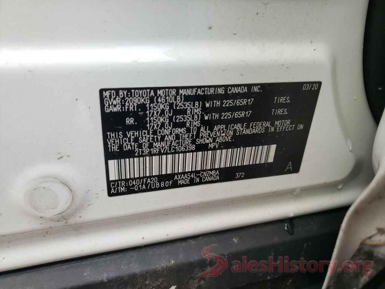 2T3P1RFV7LC106398 2020 TOYOTA RAV4