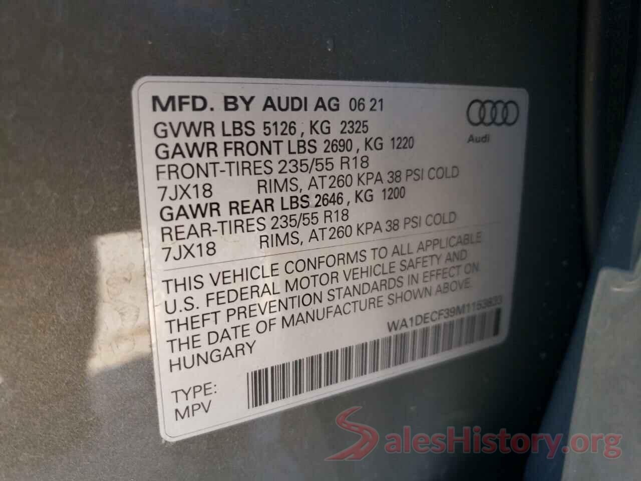 WA1DECF39M1153833 2021 AUDI Q3