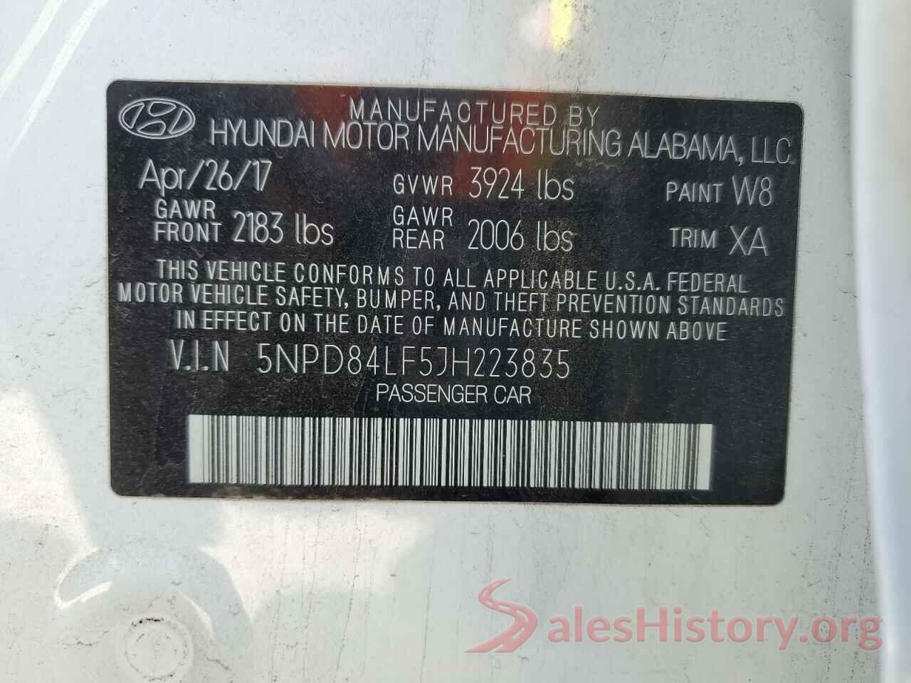 5NPD84LF5JH223835 2018 HYUNDAI ELANTRA