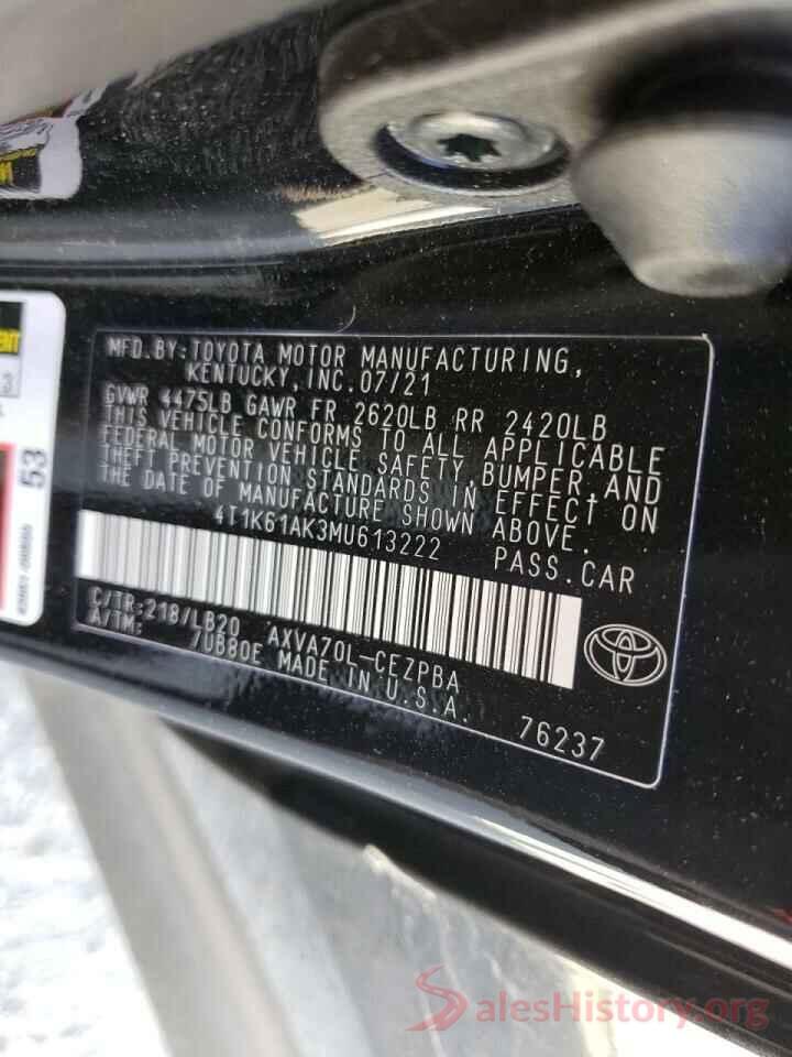 4T1K61AK3MU613222 2021 TOYOTA CAMRY