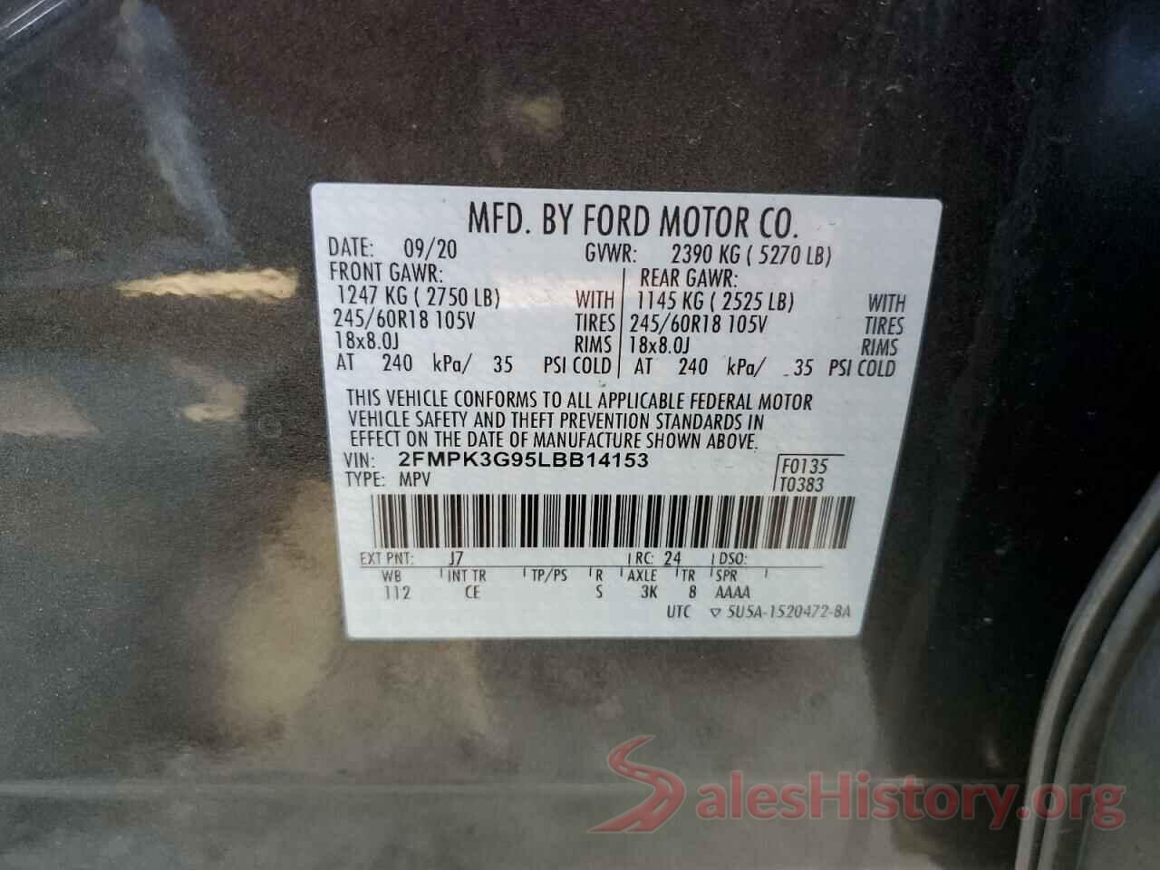 2FMPK3G95LBB14153 2020 FORD EDGE