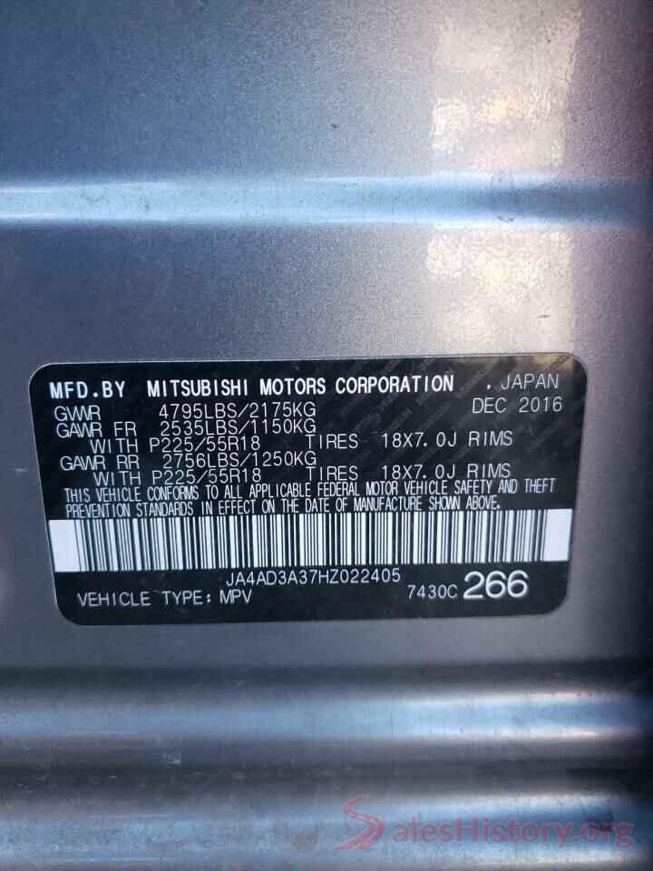 JA4AD3A37HZ022405 2017 MITSUBISHI OUTLANDER