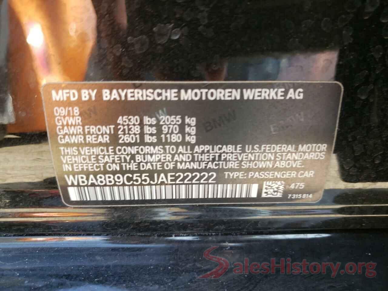 WBA8B9C55JAE22222 2018 BMW 3 SERIES