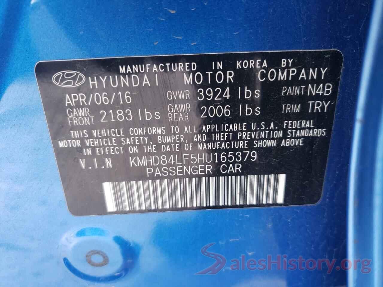 KMHD84LF5HU165379 2017 HYUNDAI ELANTRA