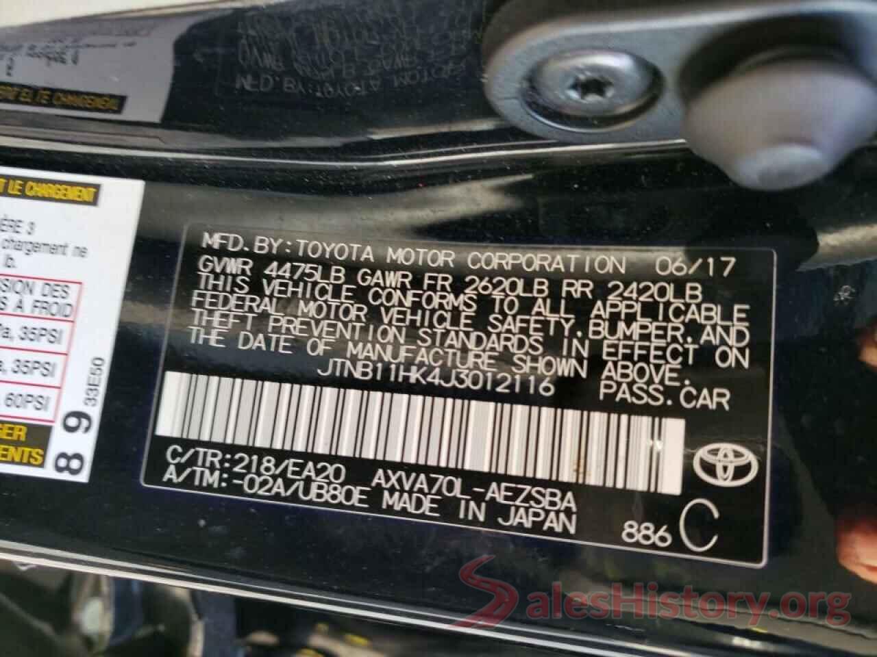 JTNB11HK4J3012116 2018 TOYOTA CAMRY