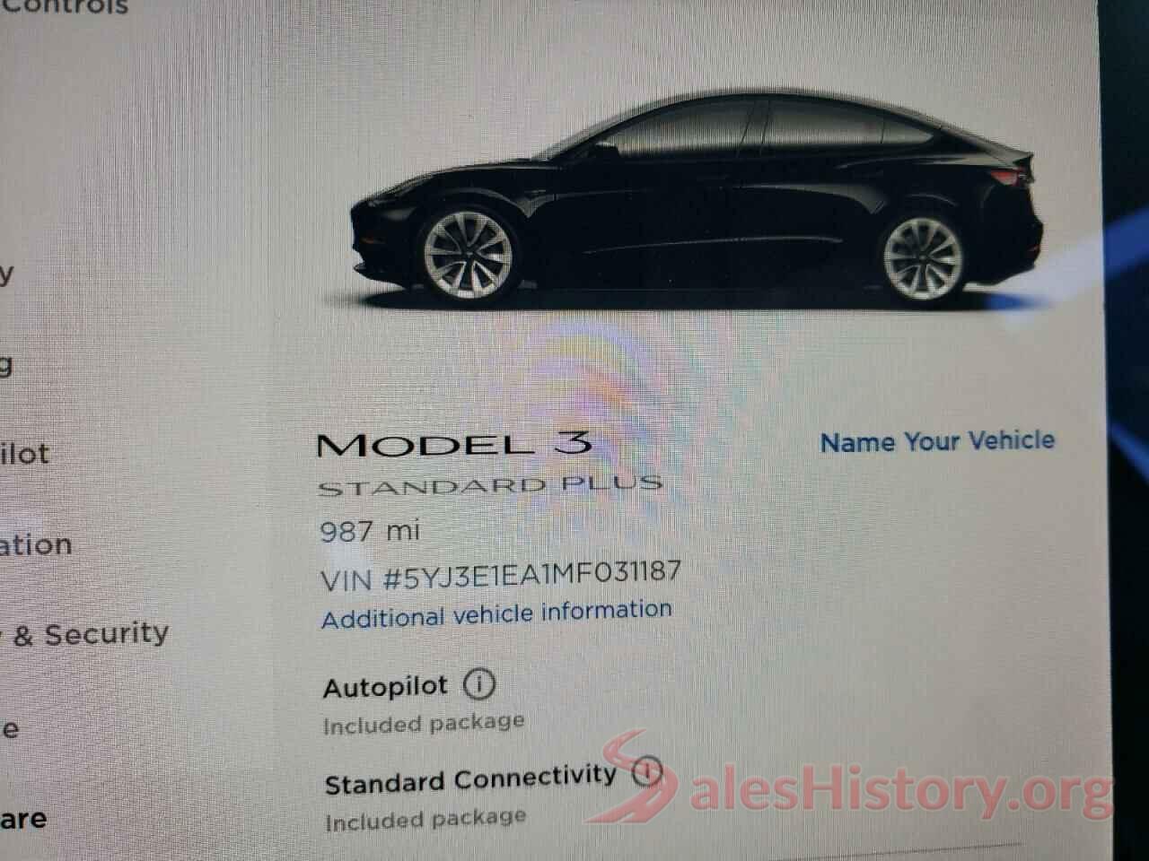 5YJ3E1EA1MF031187 2021 TESLA MODEL 3