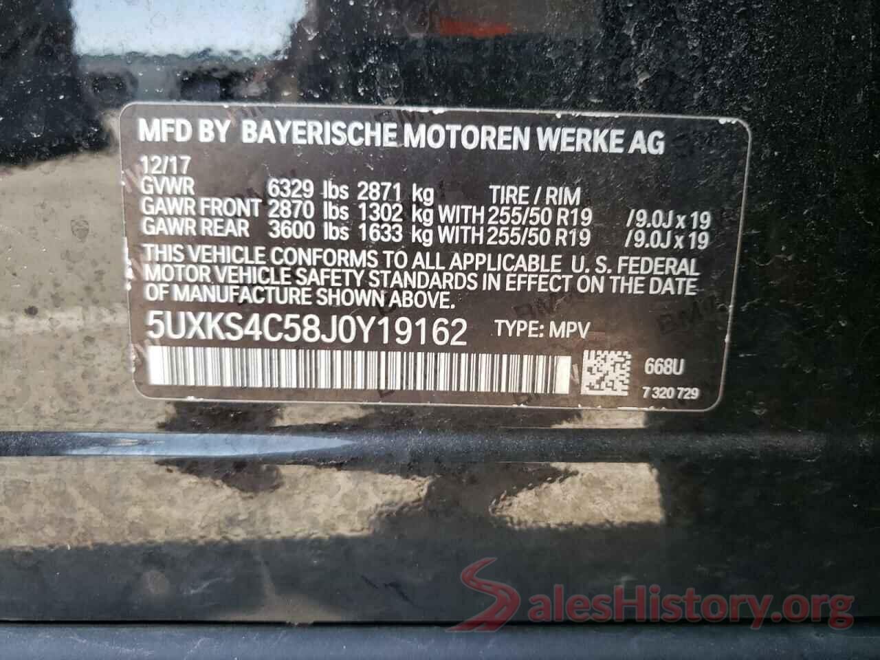 5UXKS4C58J0Y19162 2018 BMW X5