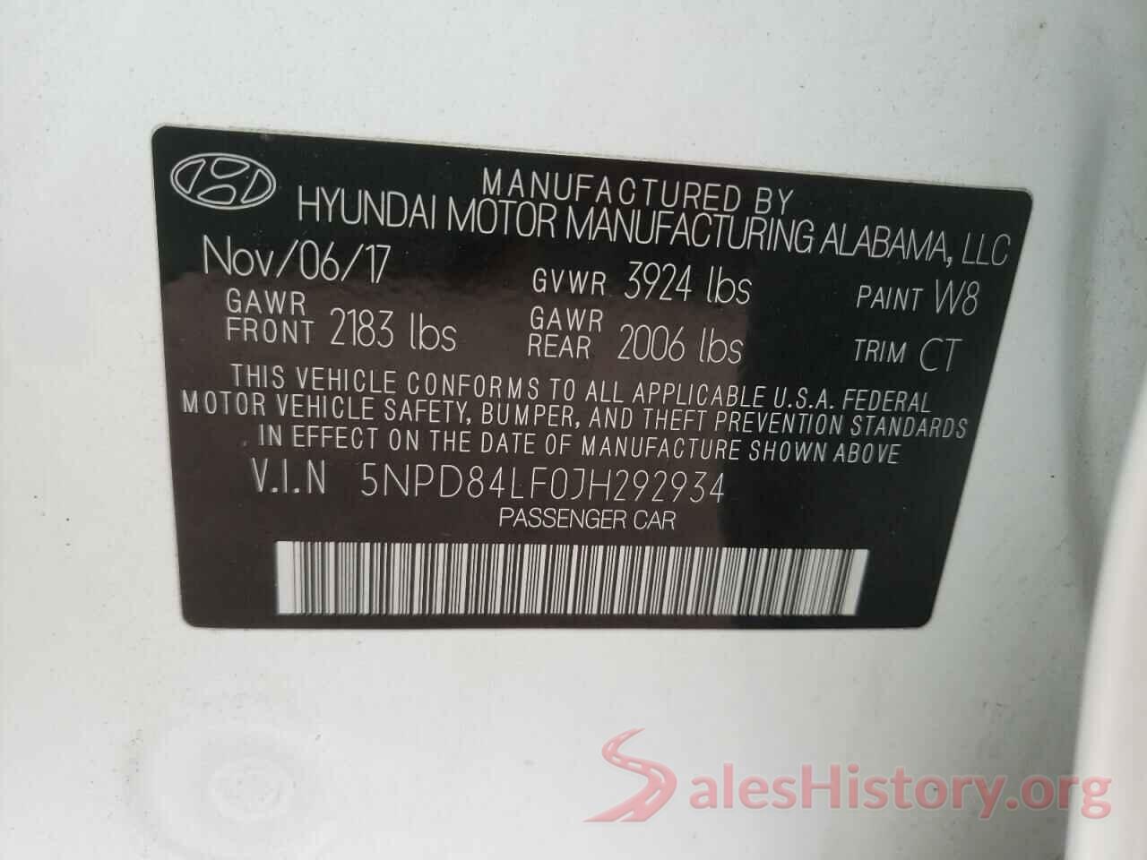 5NPD84LF0JH292934 2018 HYUNDAI ELANTRA