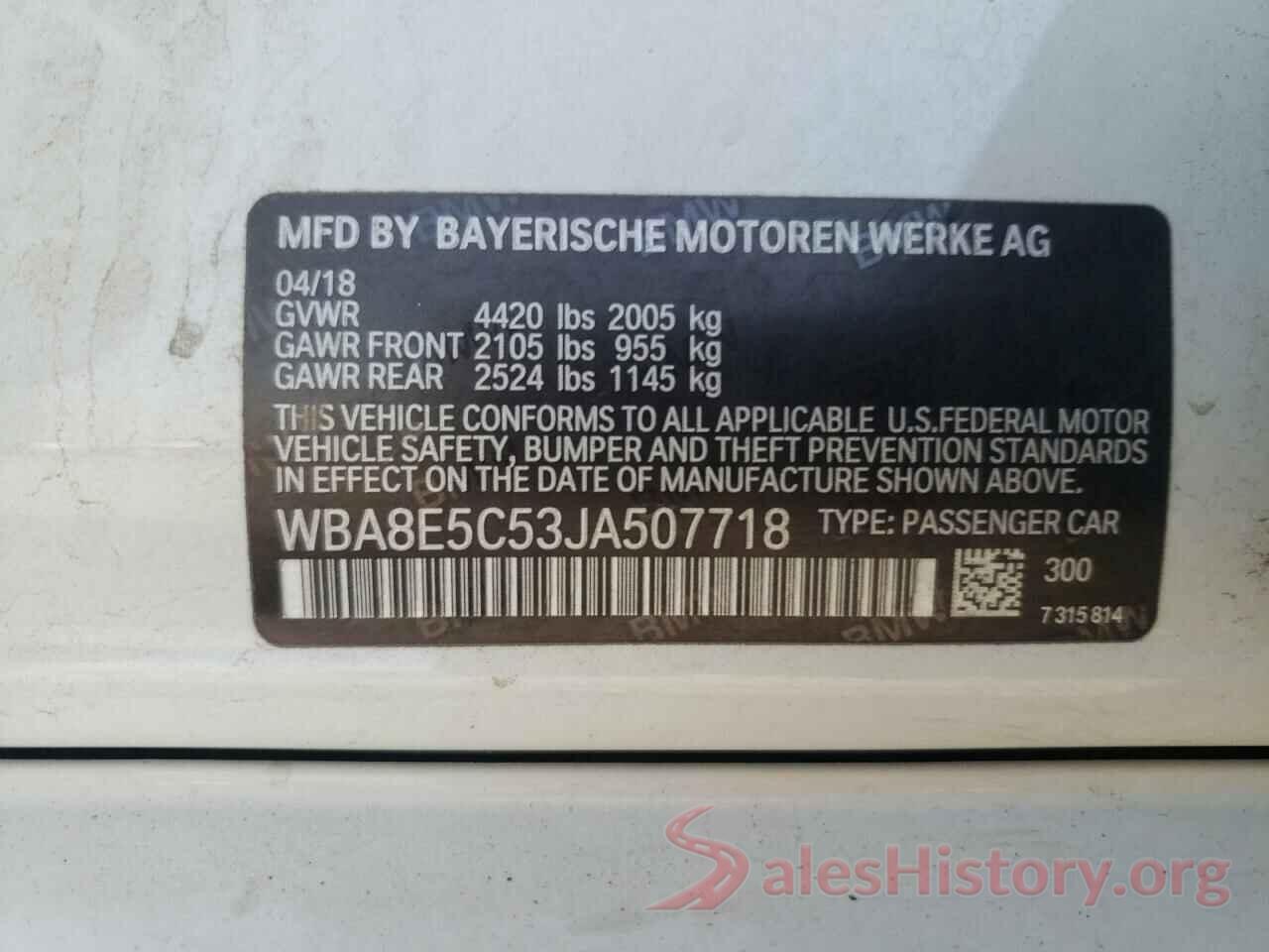 WBA8E5C53JA507718 2018 BMW 3 SERIES