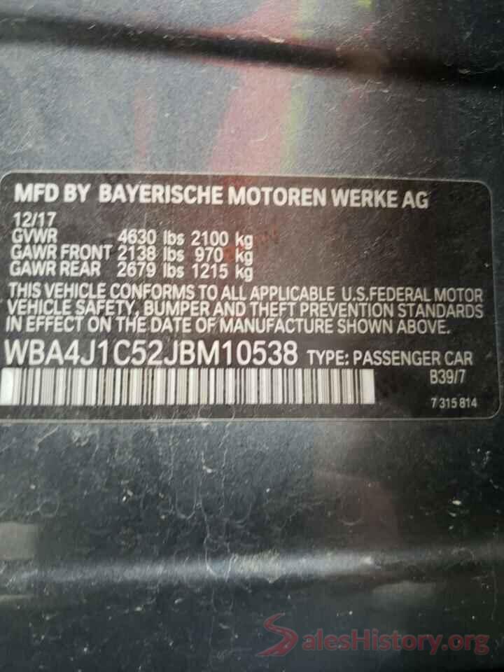 WBA4J1C52JBM10538 2018 BMW 4 SERIES