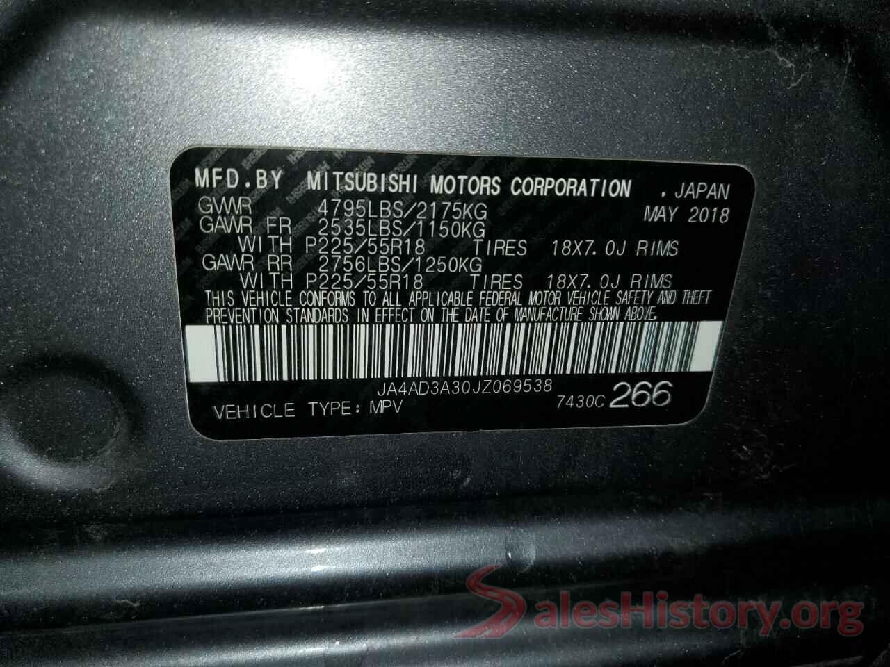 JA4AD3A30JZ069538 2018 MITSUBISHI OUTLANDER