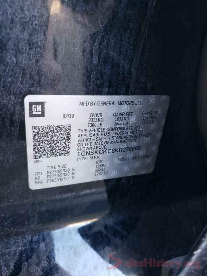 1GNSKCKC8KR279666 2019 CHEVROLET TAHOE