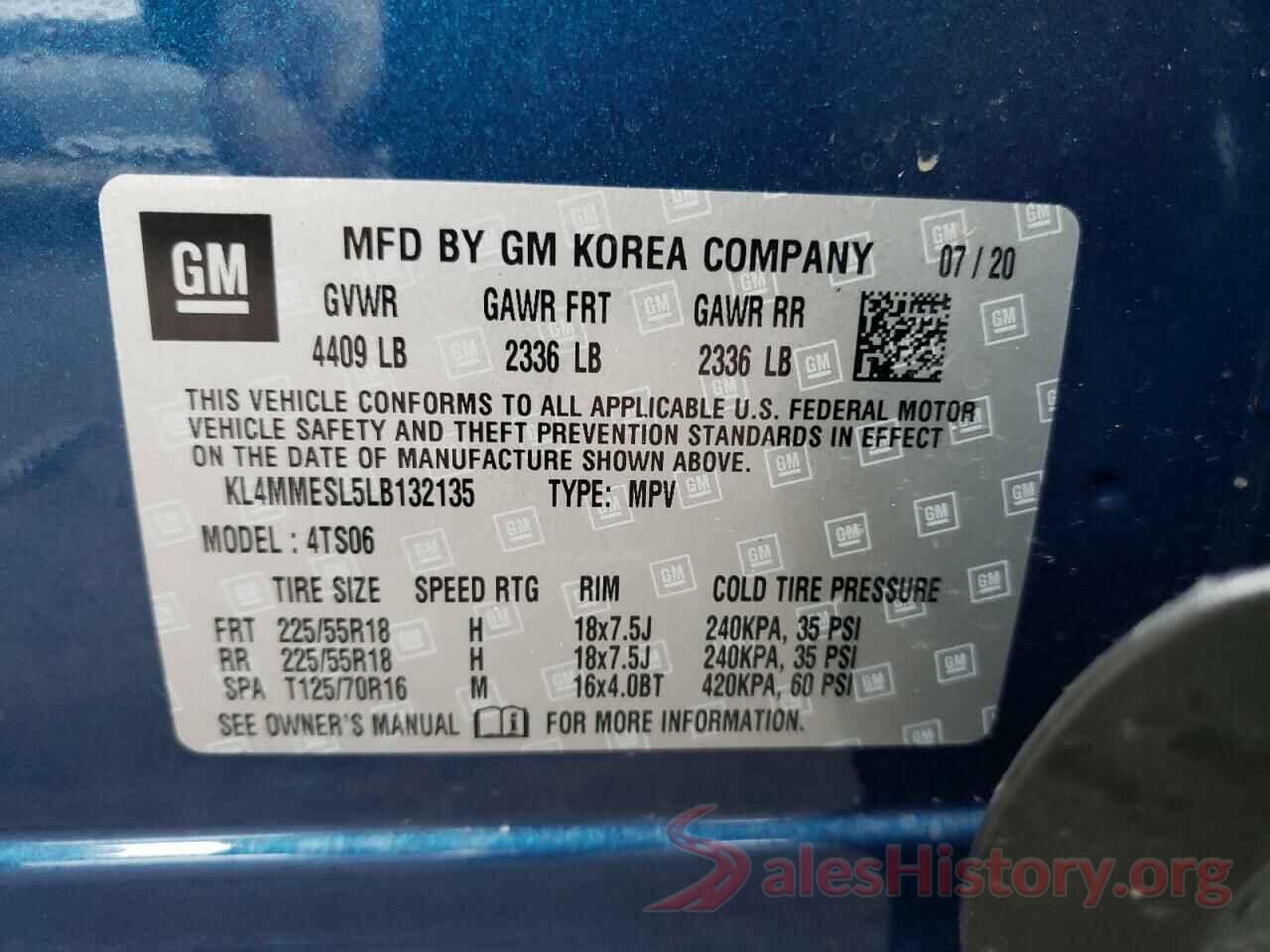 KL4MMESL5LB132135 2020 BUICK ENCORE