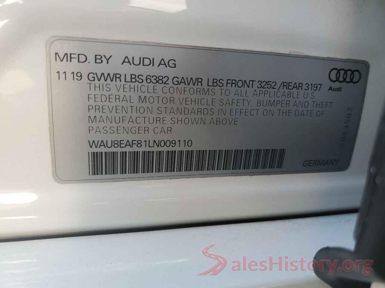 WAU8EAF81LN009110 2020 AUDI A8