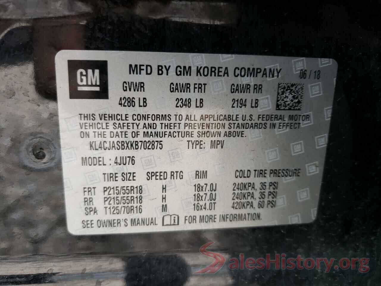 KL4CJASBXKB702875 2019 BUICK ENCORE