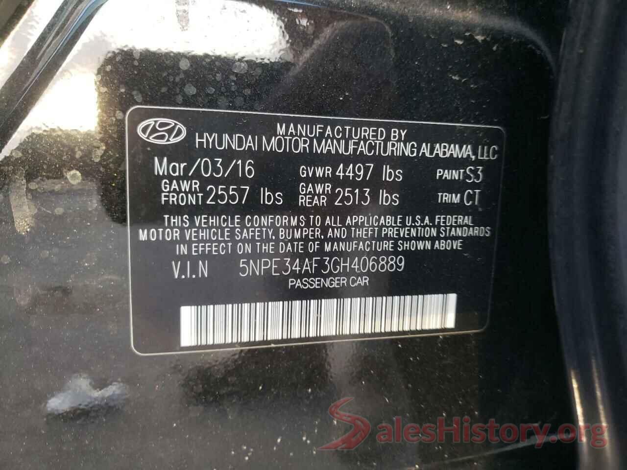 5NPE34AF3GH406889 2016 HYUNDAI SONATA