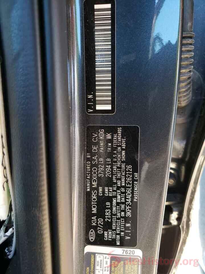 3KPF34AD6LE262126 2020 KIA FORTE