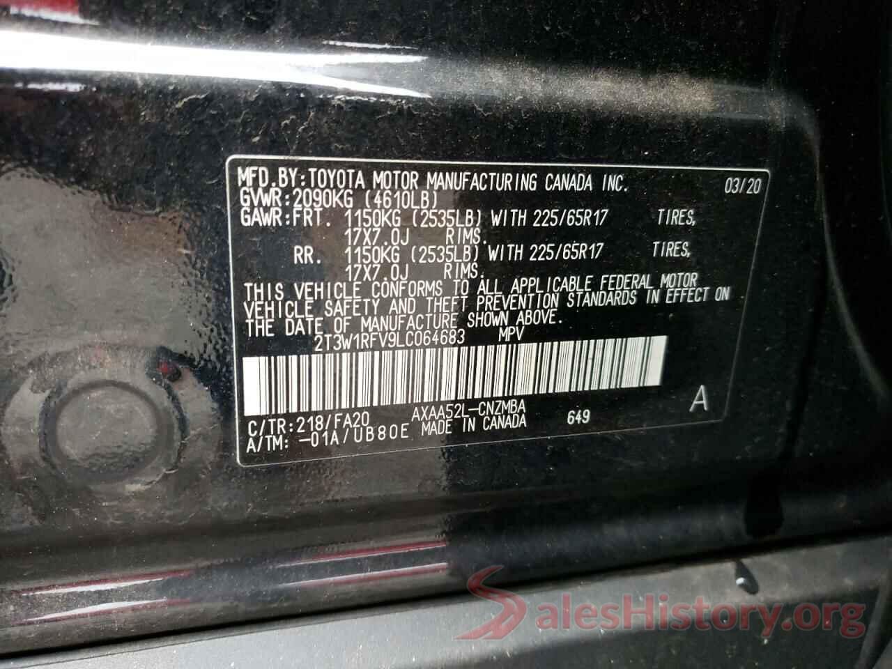 2T3W1RFV9LC064683 2020 TOYOTA RAV4