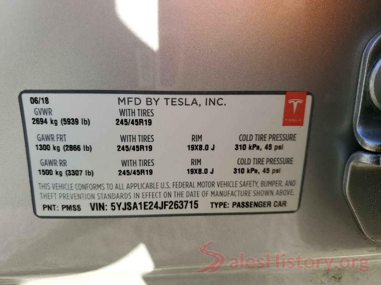 5YJSA1E24JF263715 2018 TESLA MODEL S