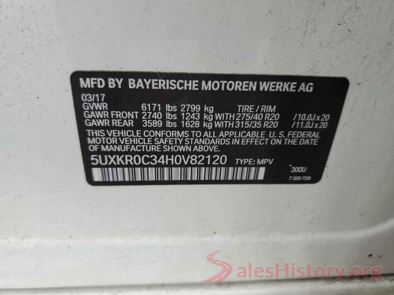 5UXKR0C34H0V82120 2017 BMW X5