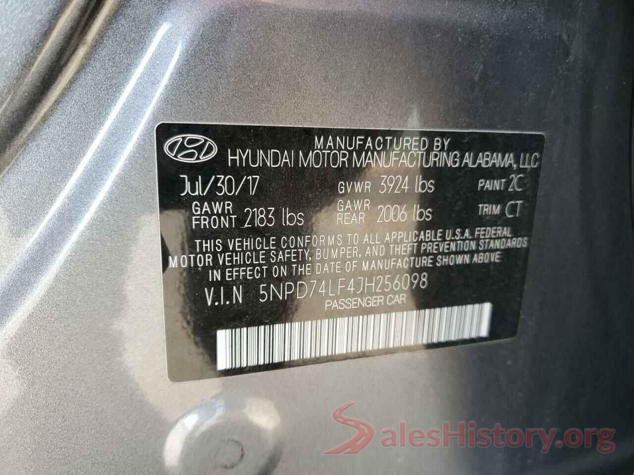 5NPD74LF4JH256098 2018 HYUNDAI ELANTRA