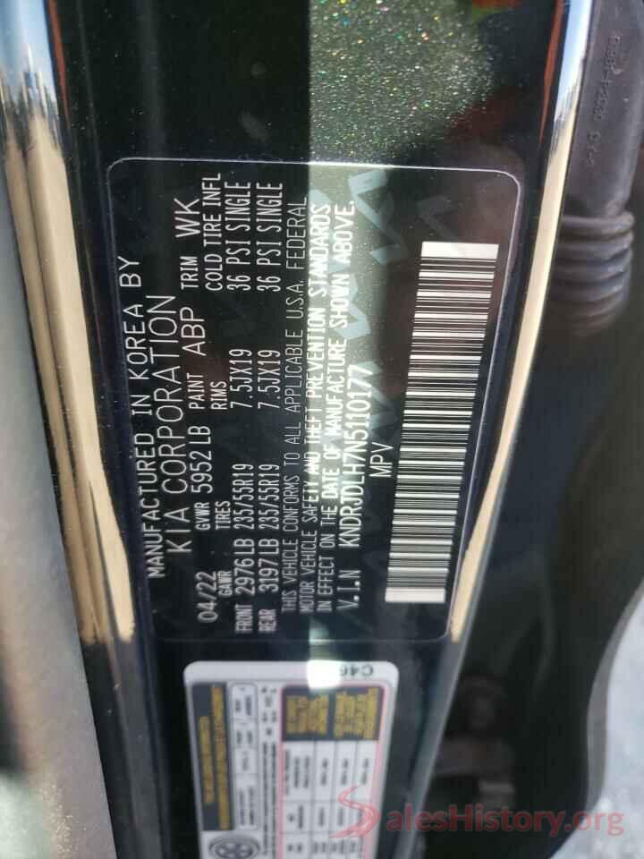 KNDRJDLH7N5110177 2022 KIA SORENTO