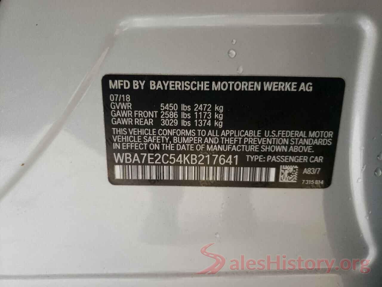 WBA7E2C54KB217641 2019 BMW 7 SERIES