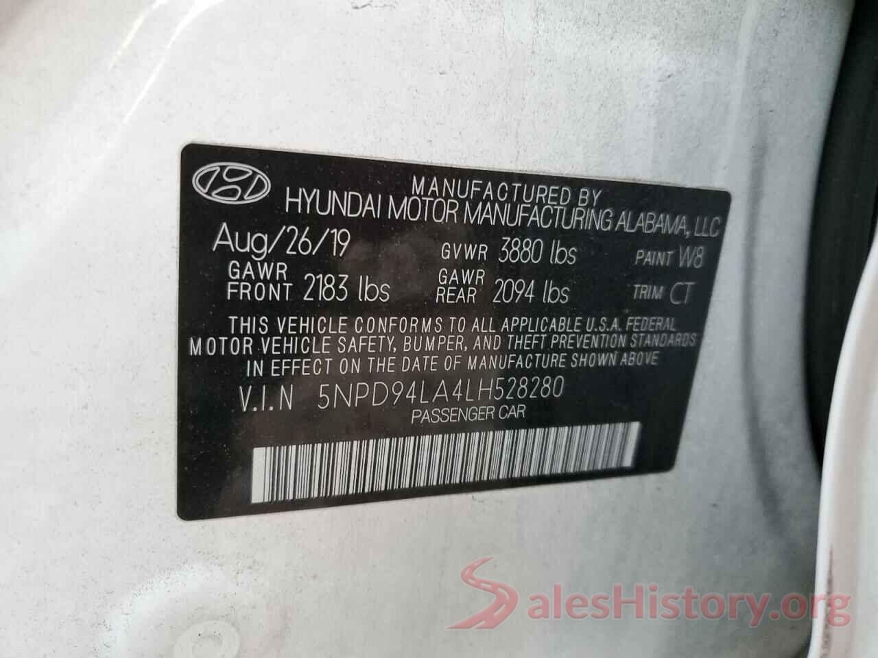 5NPD94LA4LH528280 2020 HYUNDAI ELANTRA