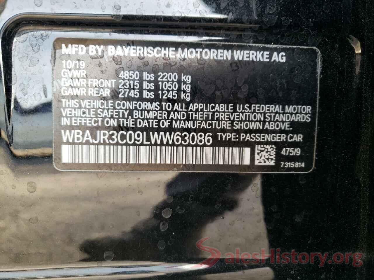 WBAJR3C09LWW63086 2020 BMW 5 SERIES