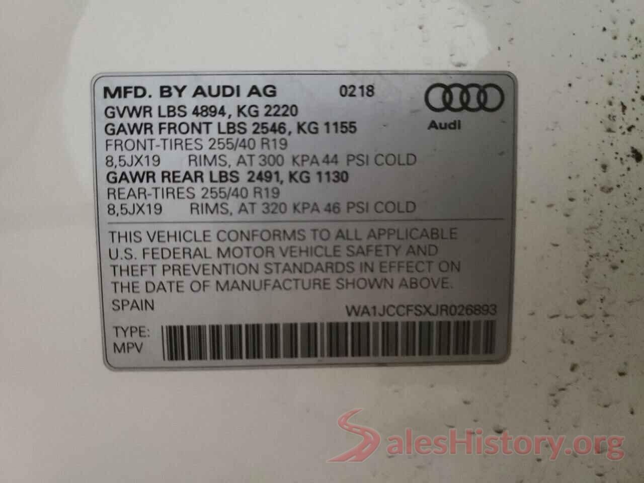 WA1JCCFSXJR026893 2018 AUDI Q3