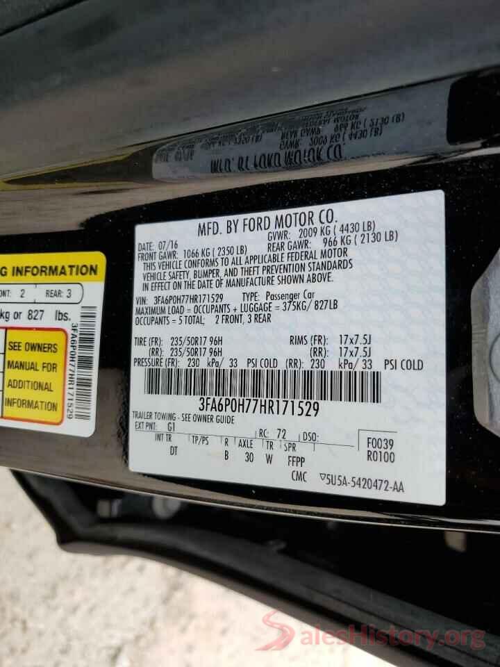 3FA6P0H77HR171529 2017 FORD FUSION