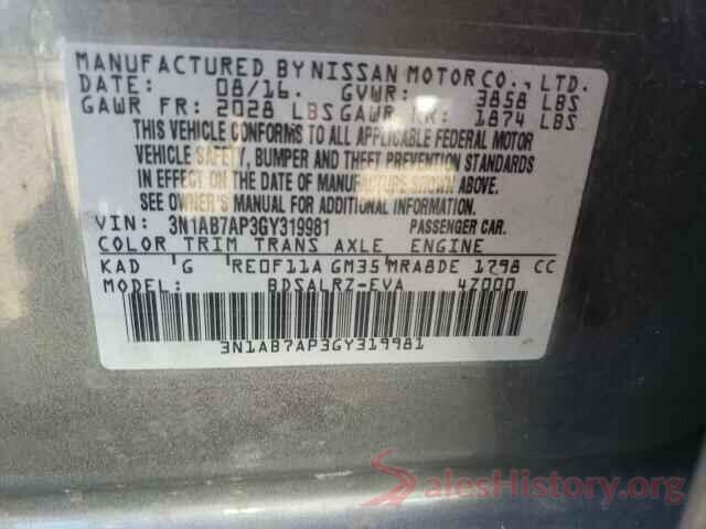 3N1AB7AP3GY319981 2016 NISSAN SENTRA