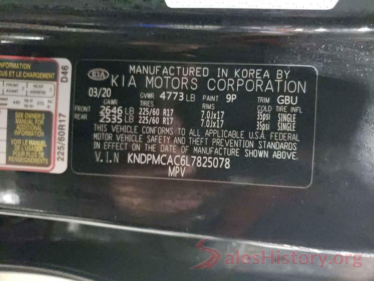 KNDPMCAC6L7825078 2020 KIA SPORTAGE