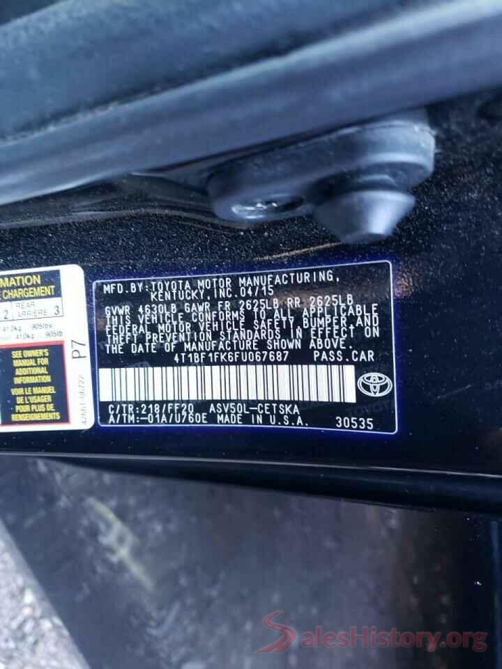 4T1BF1FK6FU067687 2015 TOYOTA CAMRY