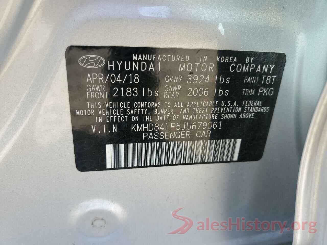 KMHD84LF5JU679061 2018 HYUNDAI ELANTRA