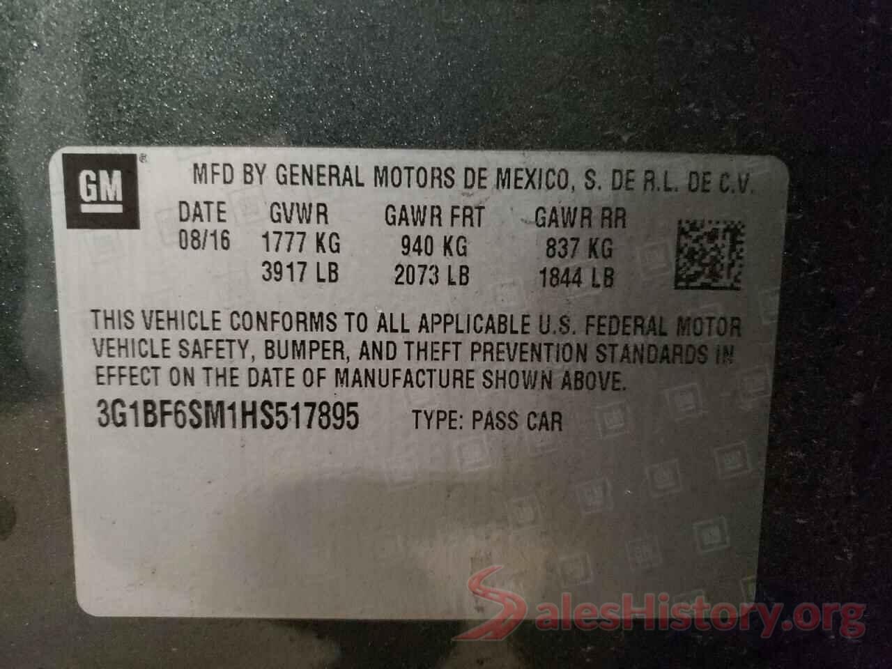 3G1BF6SM1HS517895 2017 CHEVROLET CRUZE