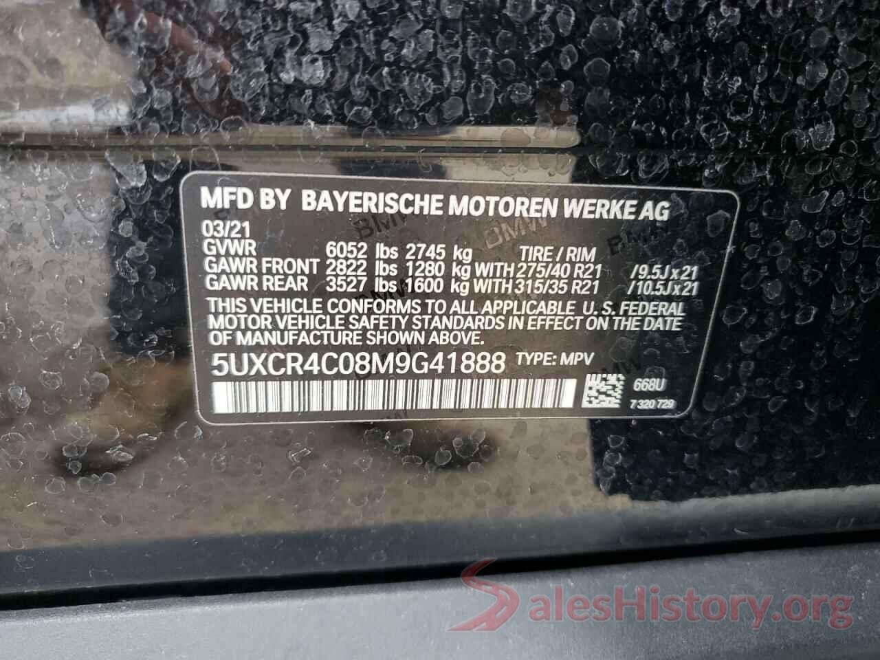 5UXCR4C08M9G41888 2021 BMW X5