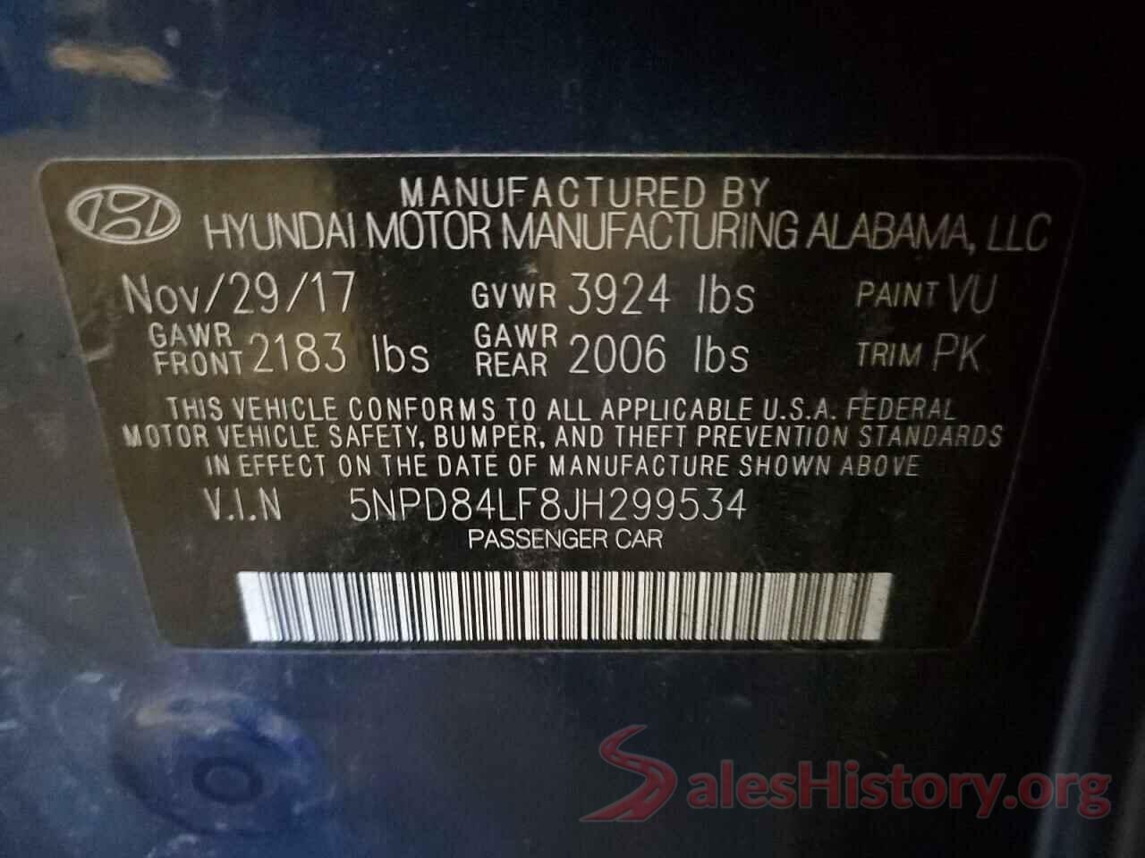 5NPD84LF8JH299534 2018 HYUNDAI ELANTRA