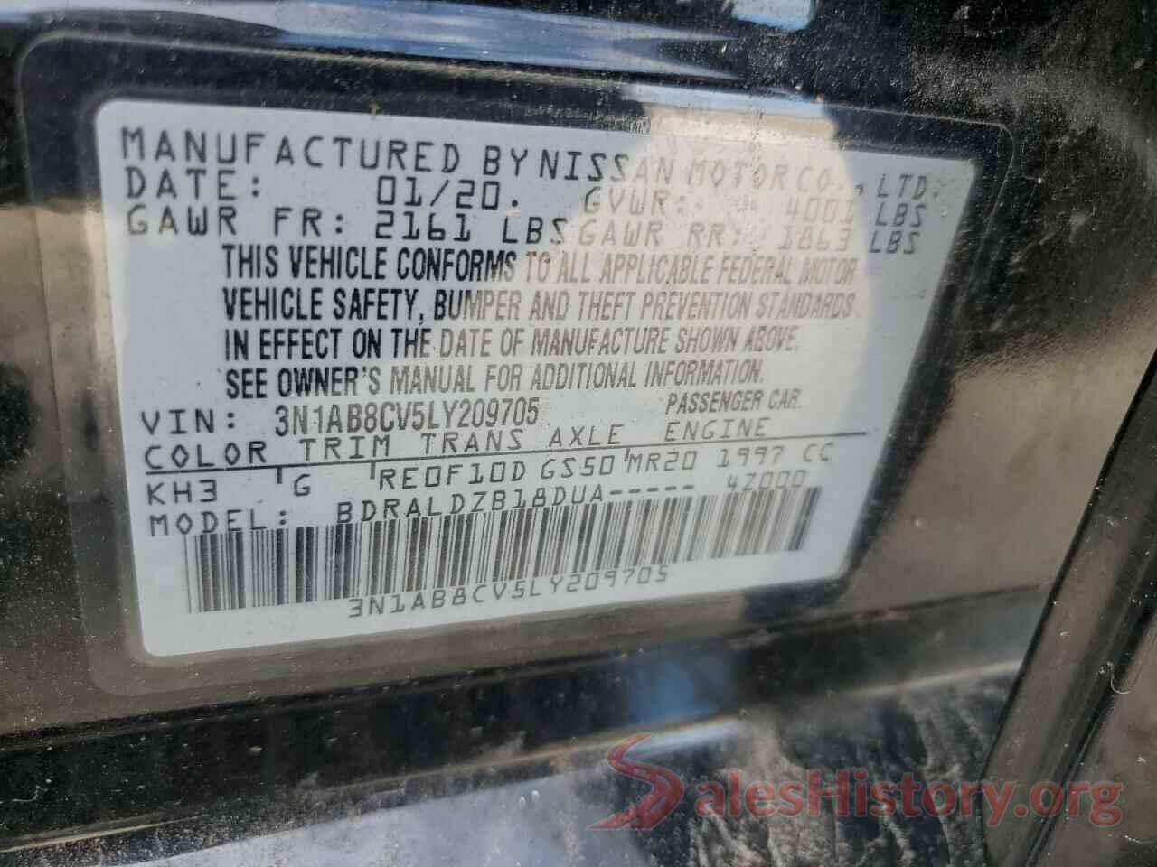 3N1AB8CV5LY209705 2020 NISSAN SENTRA