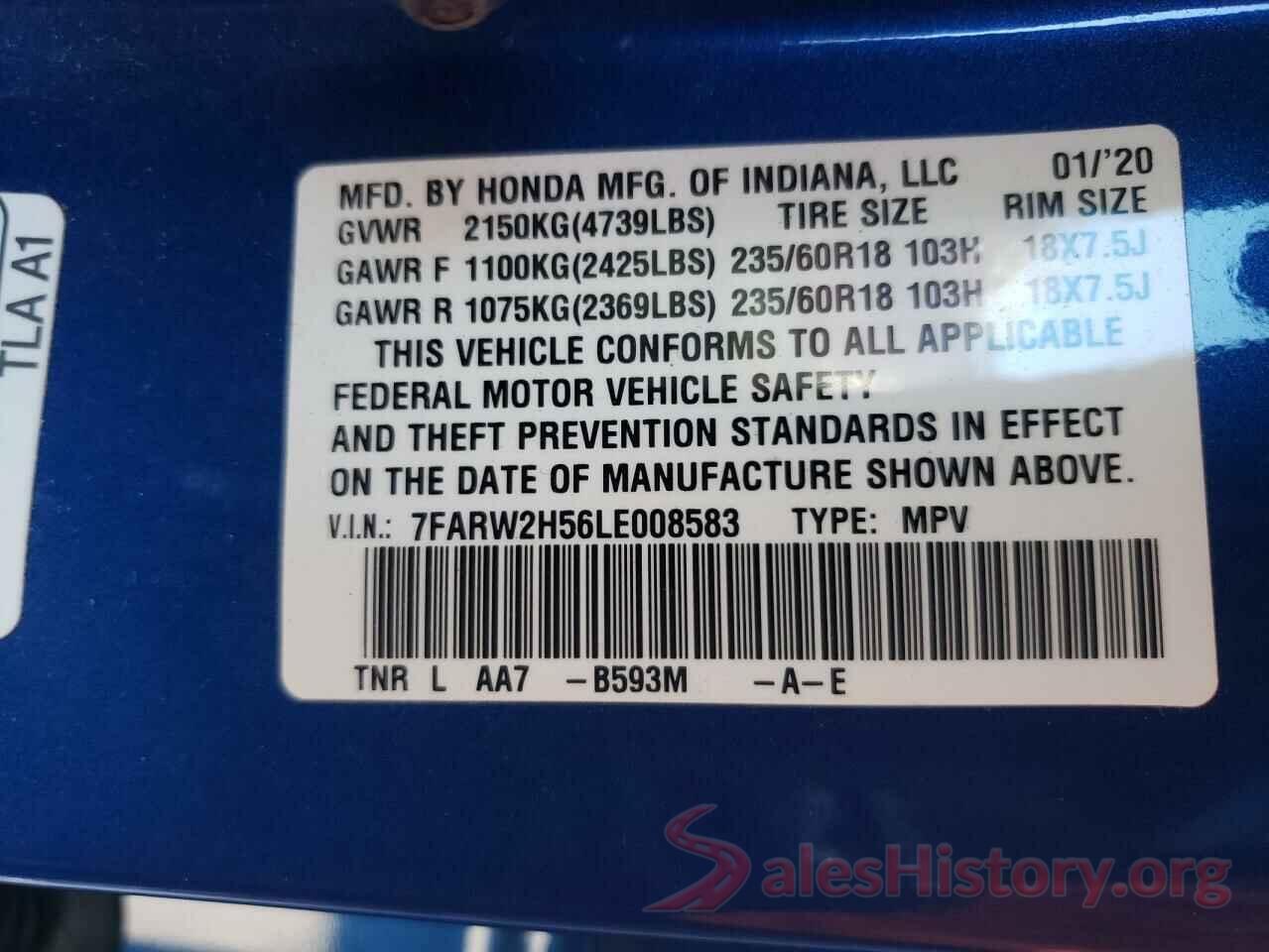 7FARW2H56LE008583 2020 HONDA CRV