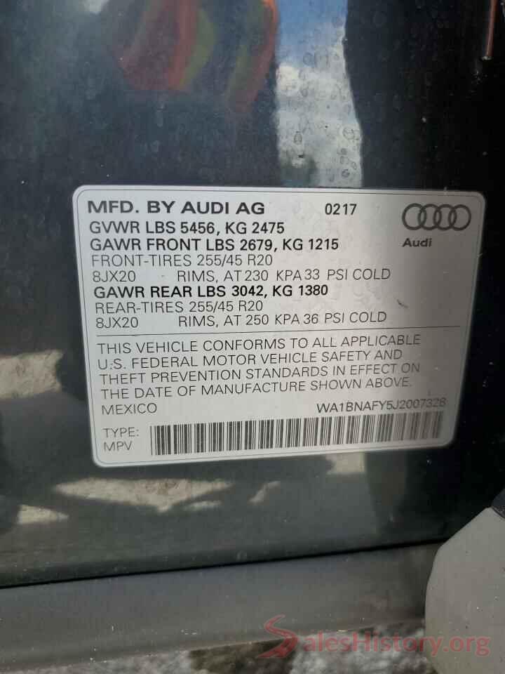 WA1BNAFY5J2007328 2018 AUDI Q5