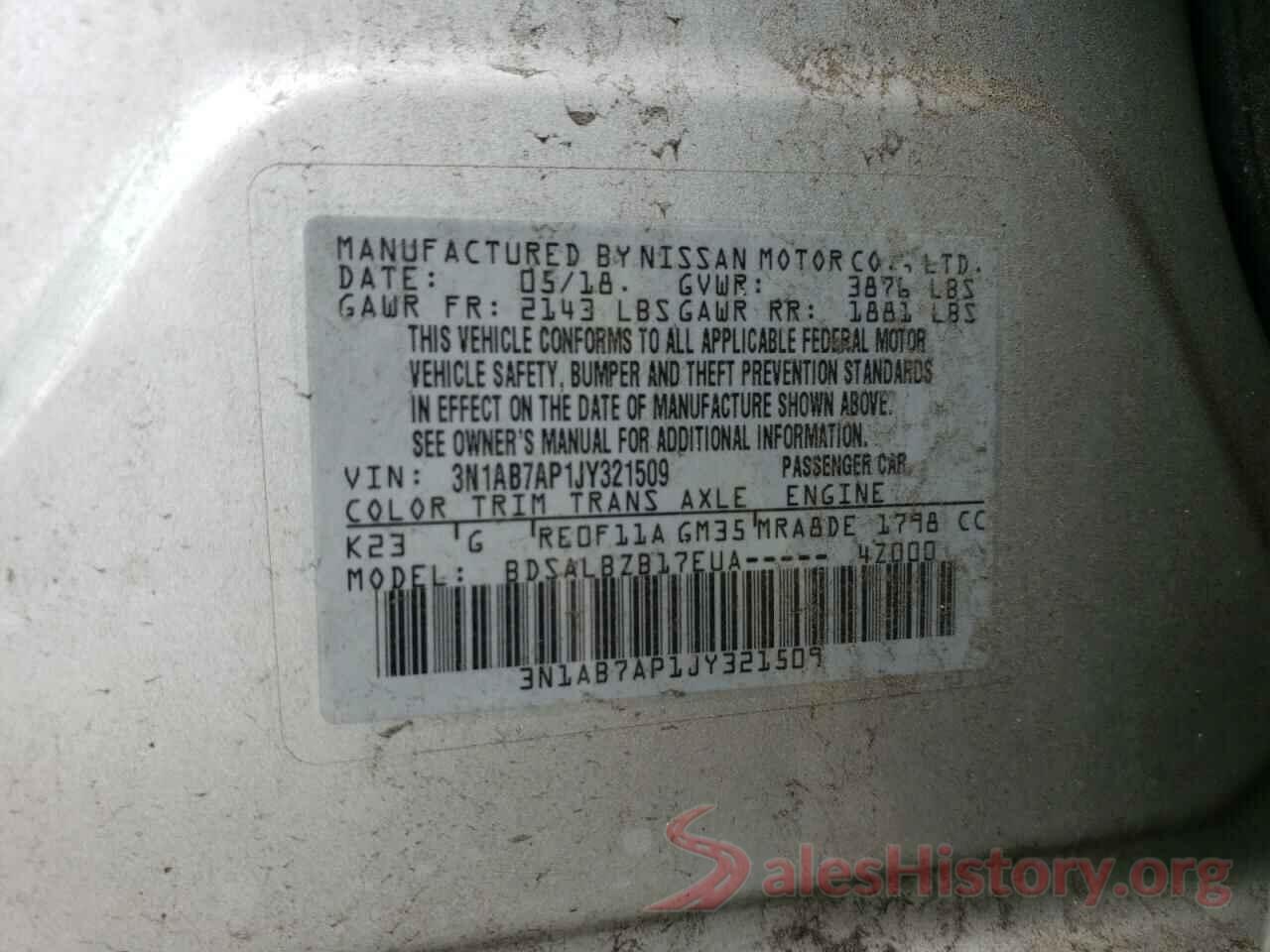 3N1AB7AP1JY321509 2018 NISSAN SENTRA